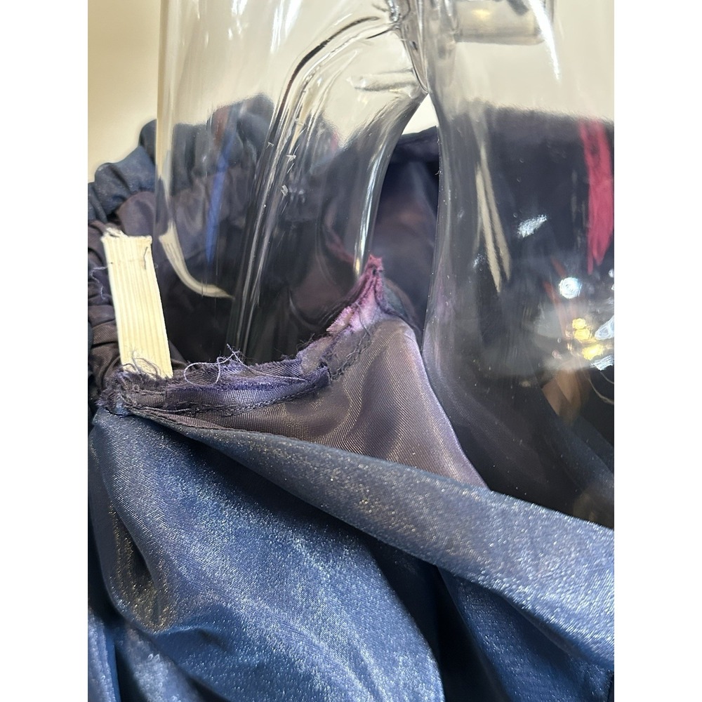Vintage Taffeta Formal Gown Women 10 60s Navy Blue Puff Sleeves Prom Tea Dress‎ - Picture 8 of 16